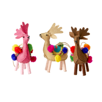 Reindeer Christmas Ornaments with Pom Poms By Rice DK